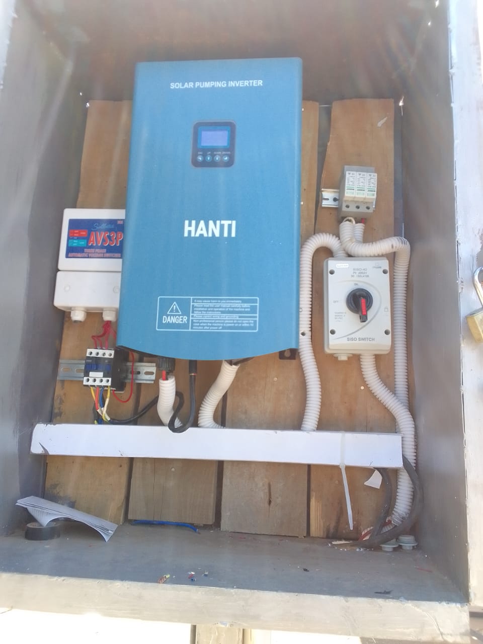 Airstrip borehole solar pumping control installation in Oloitoktok